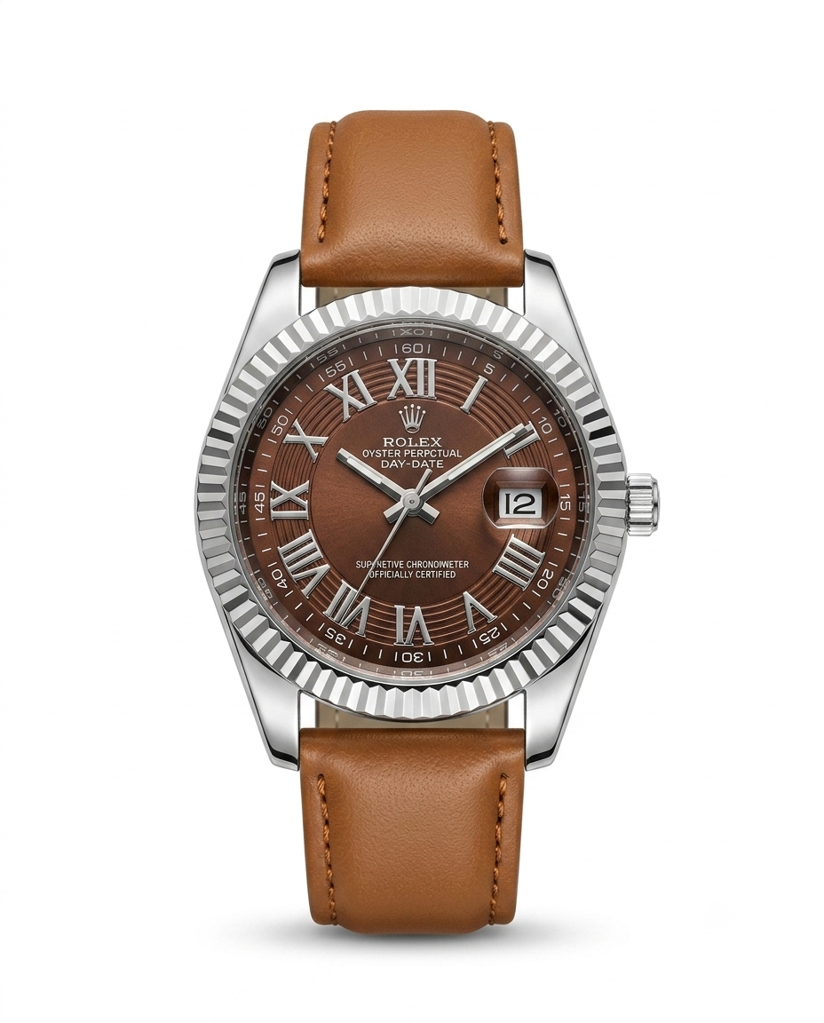 LTH036 - Rolex Leather Strap Watch ñ Refined Luxury for Men