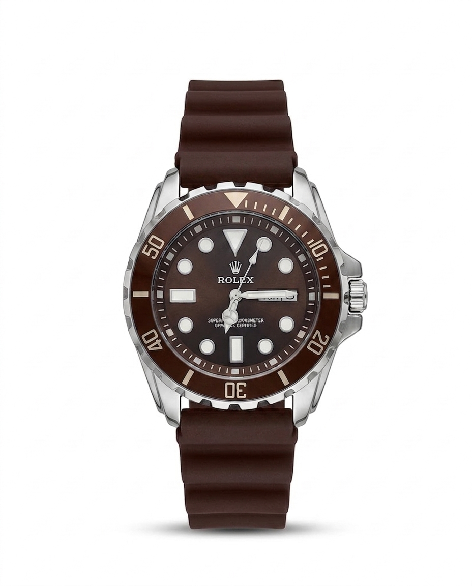 RBR016 - Rolex Luxury Tiger Print Sport Rubber Watch For Men