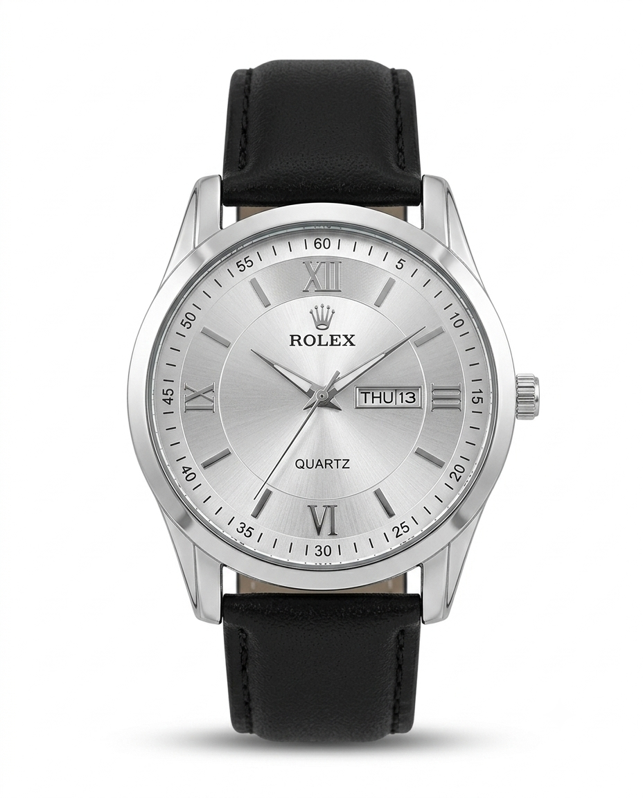 LTH032 - Rolex Leather Strap Watch ñ Refined Luxury for Men