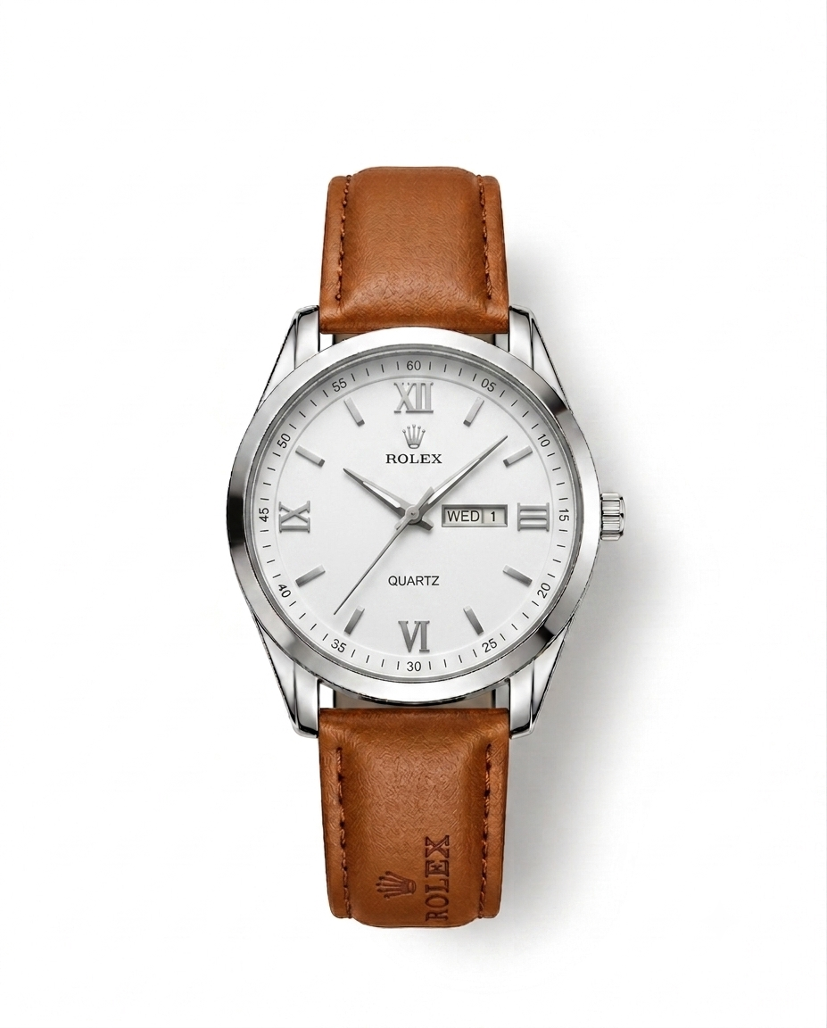 LTH032 - Rolex Leather Strap Watch ñ Refined Luxury for Men