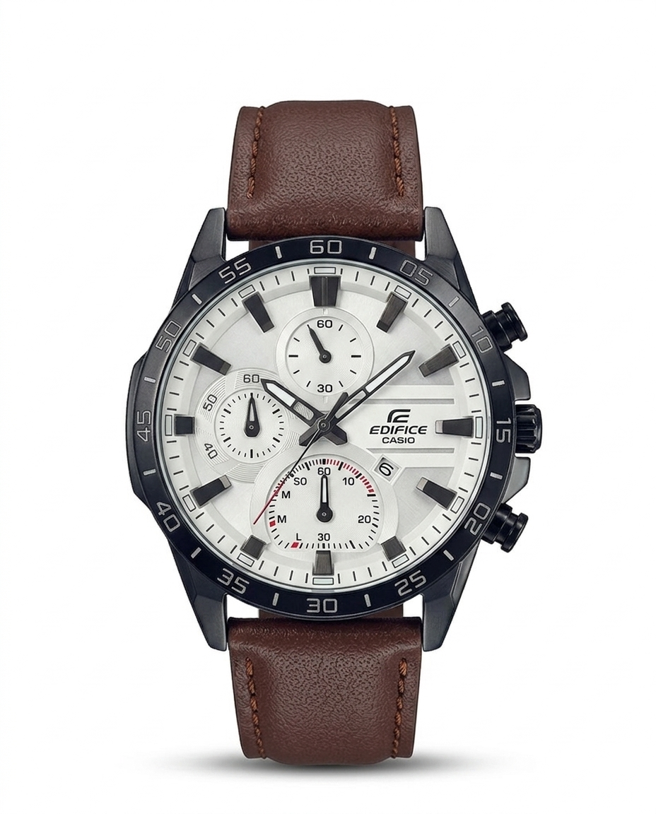 LTH033 - EDIFICE Leather Strap Watch ñ Refined Luxury for Men