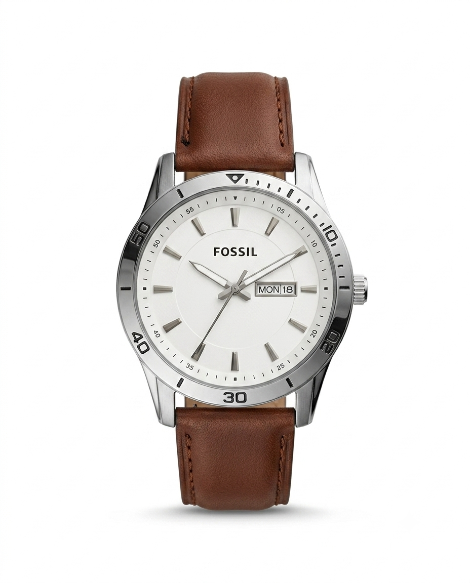 LTH035 - FOSSIL Leather Strap Watch ñ Refined Luxury for Men