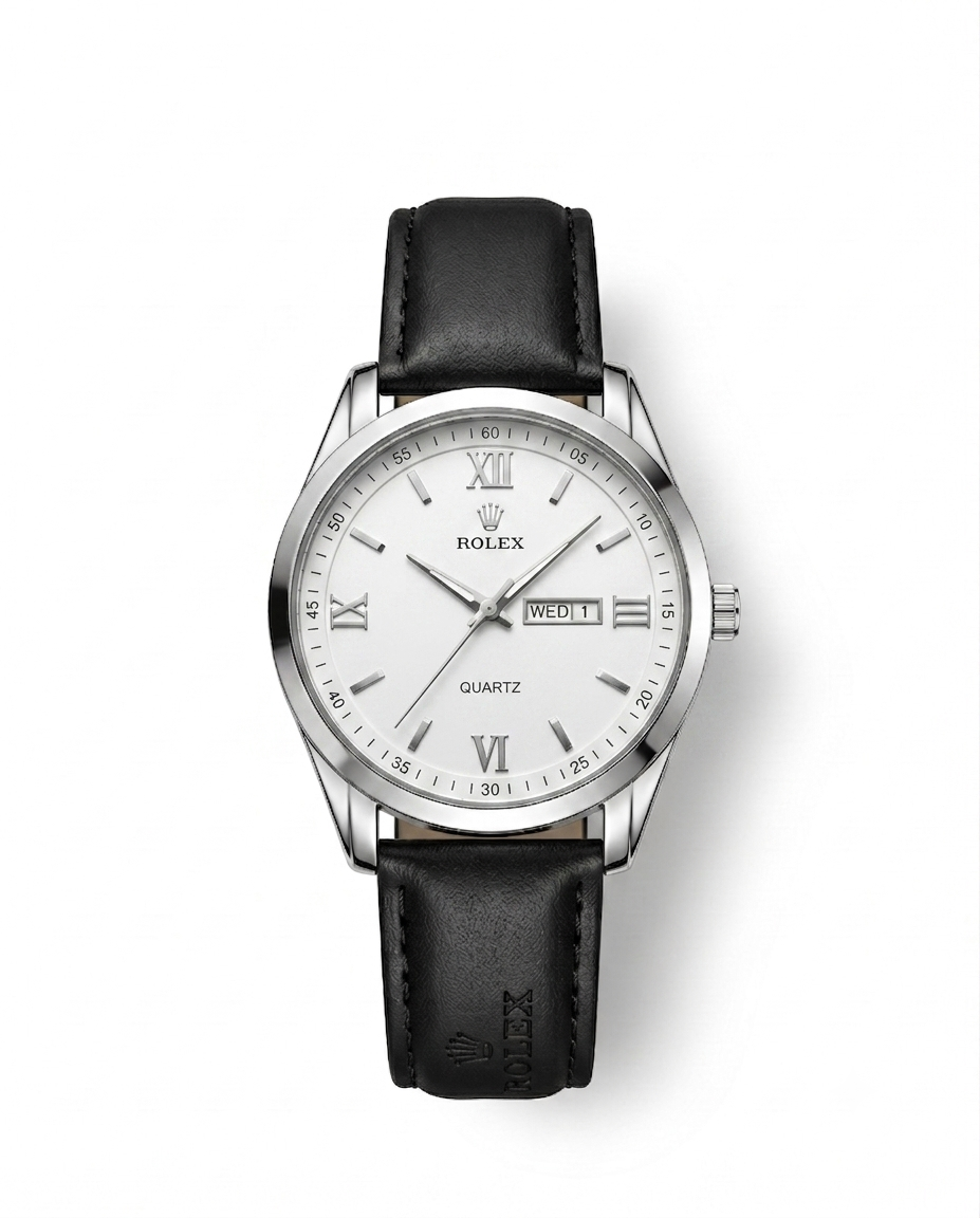 LTH032 - Rolex Leather Strap Watch ñ Refined Luxury for Men