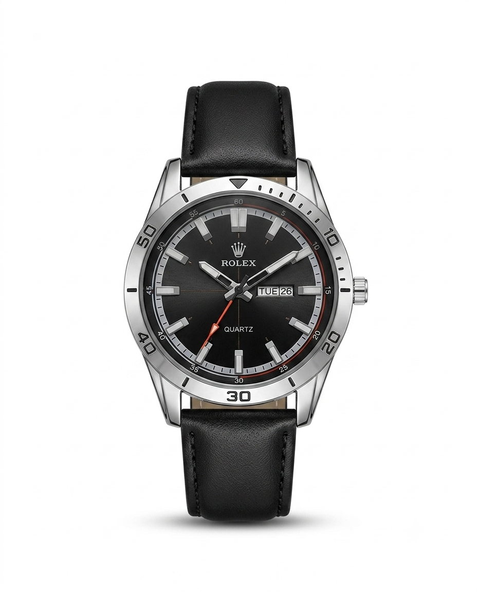 LTH034 - Rolex Leather Strap Watch ñ Refined Luxury for Men