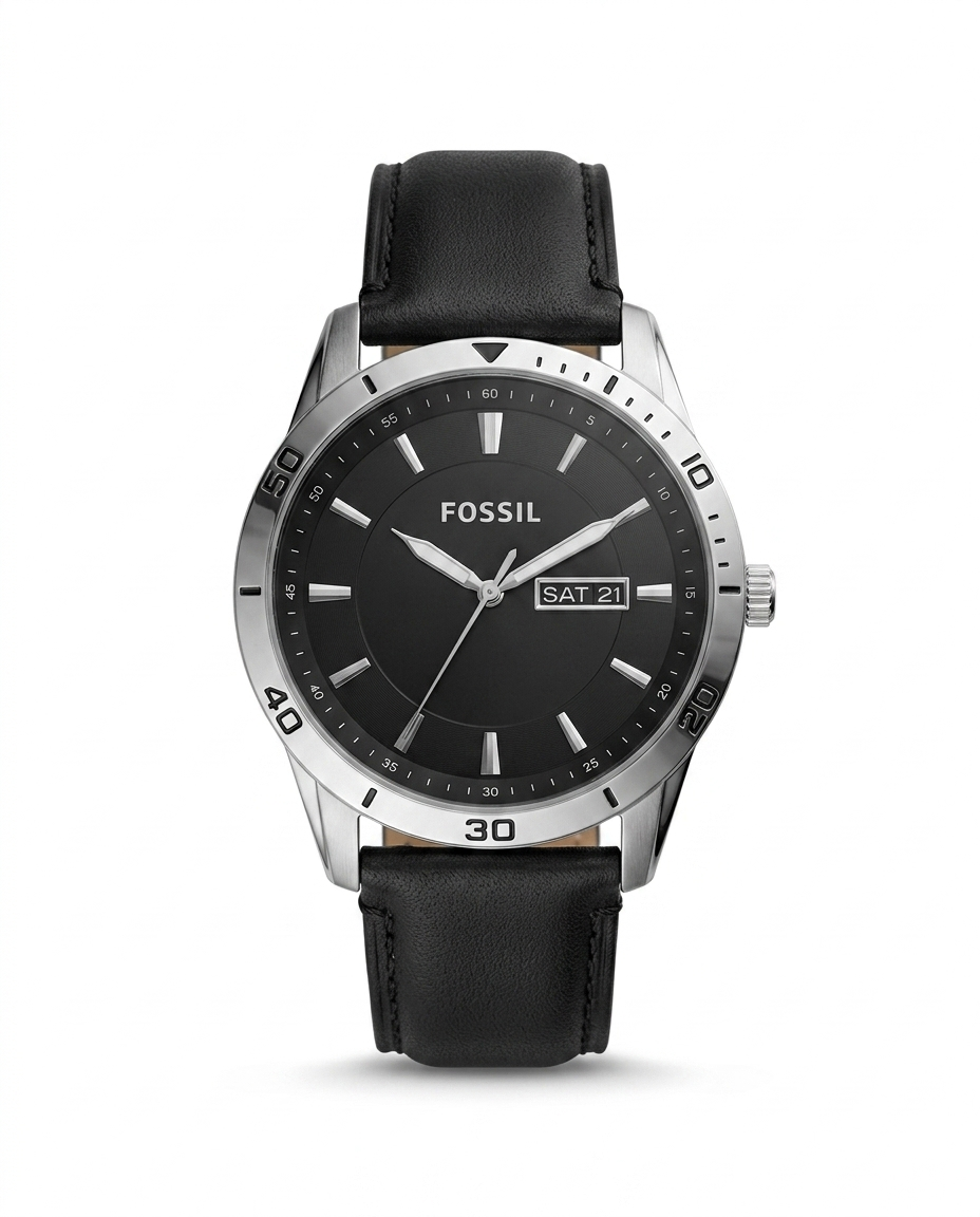 LTH035 - FOSSIL Leather Strap Watch ñ Refined Luxury for Men