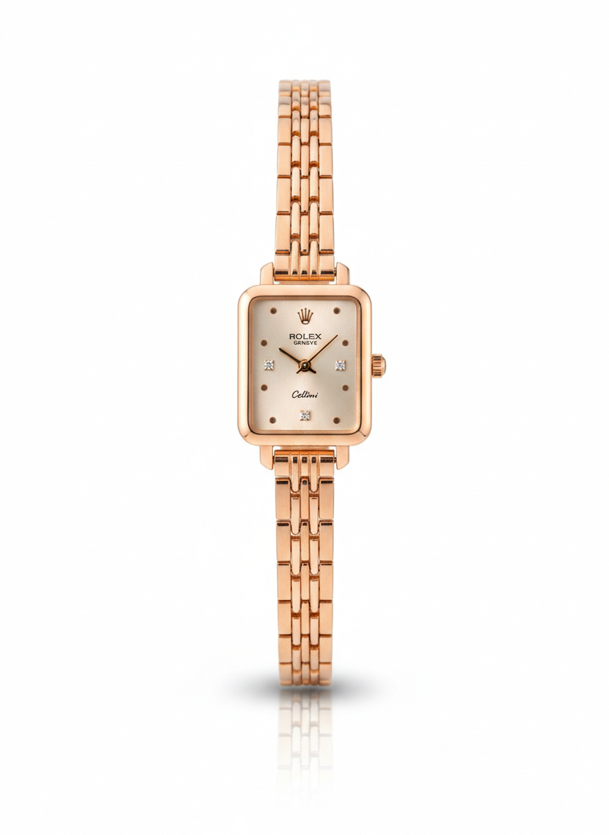 MTL003 -Luxury Square Two-Tone Stainless Steel Jubilee Bracelet for  Women