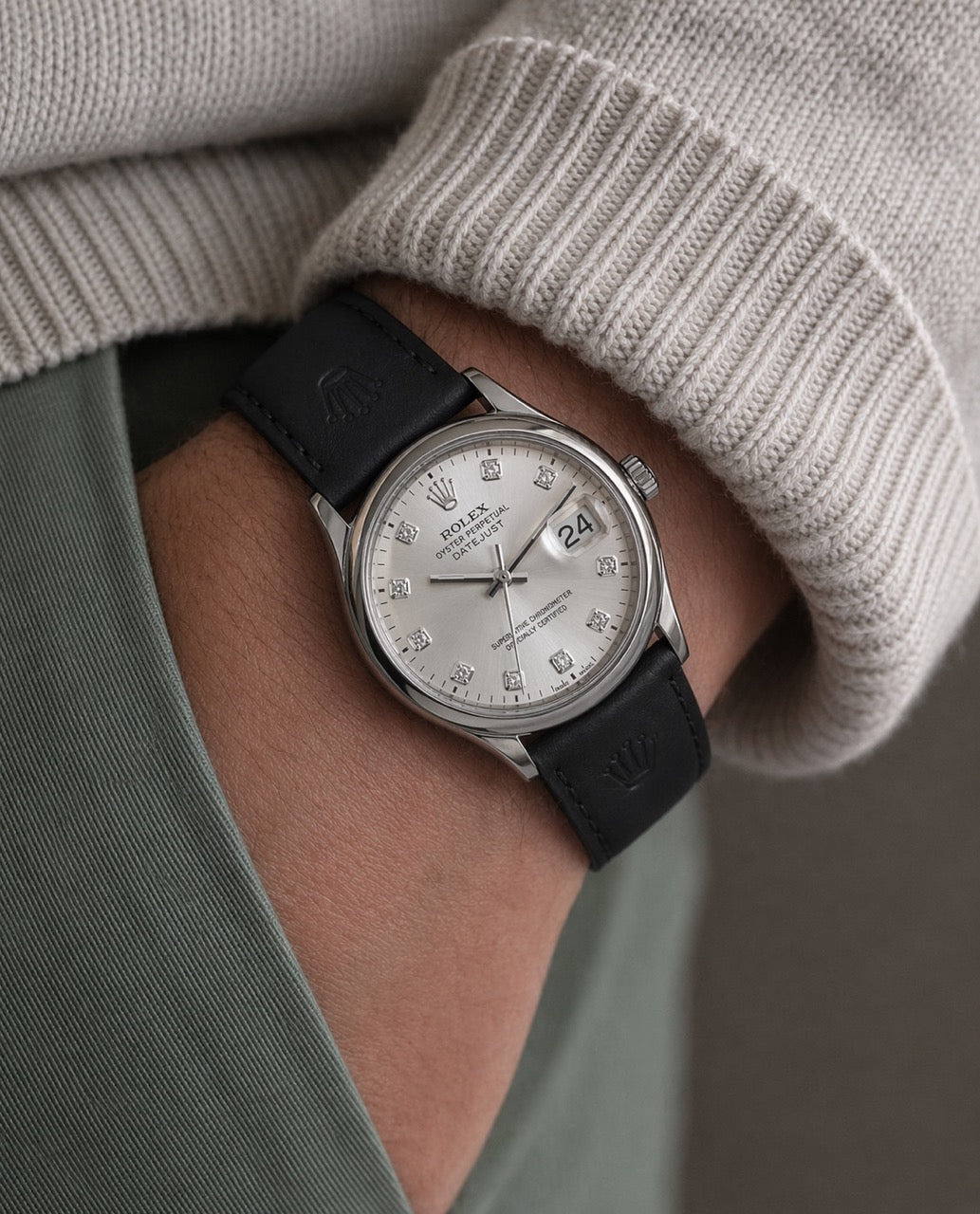 LTH026 - Rolex Leather Strap Watch – Refined Luxury for Men