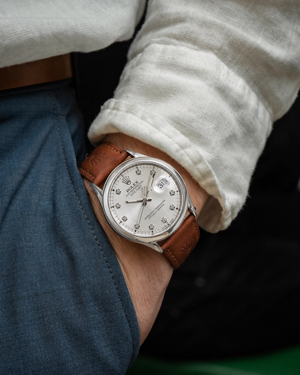 LTH026 - Rolex Leather Strap Watch – Refined Luxury for Men