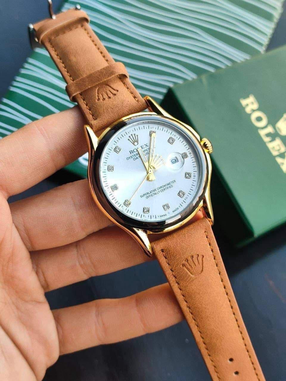 LTH026 - Rolex Leather Strap Watch – Refined Luxury for Men