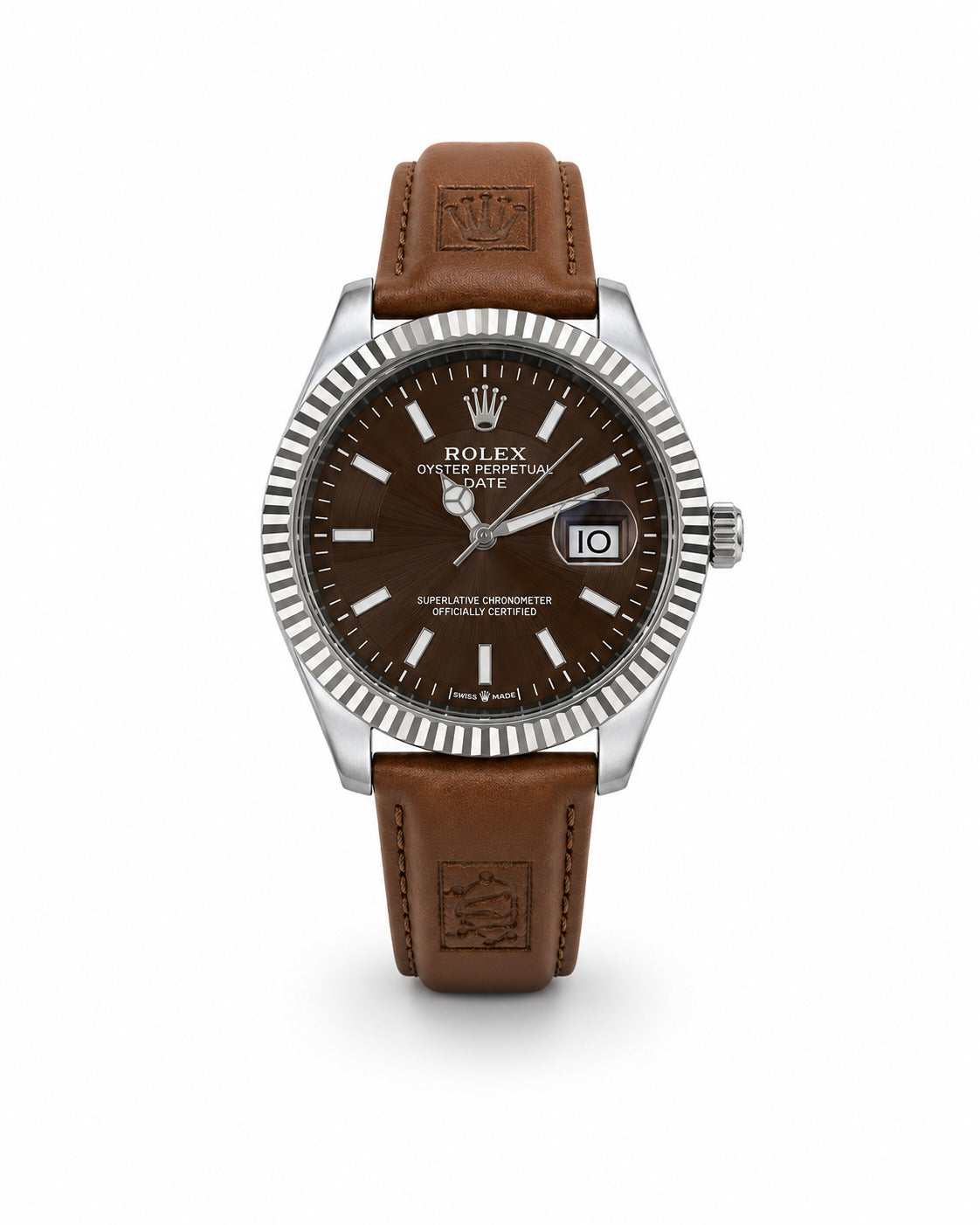 M-LTH038 - Rolex Leather Strap Watch  Refined Luxury for Men