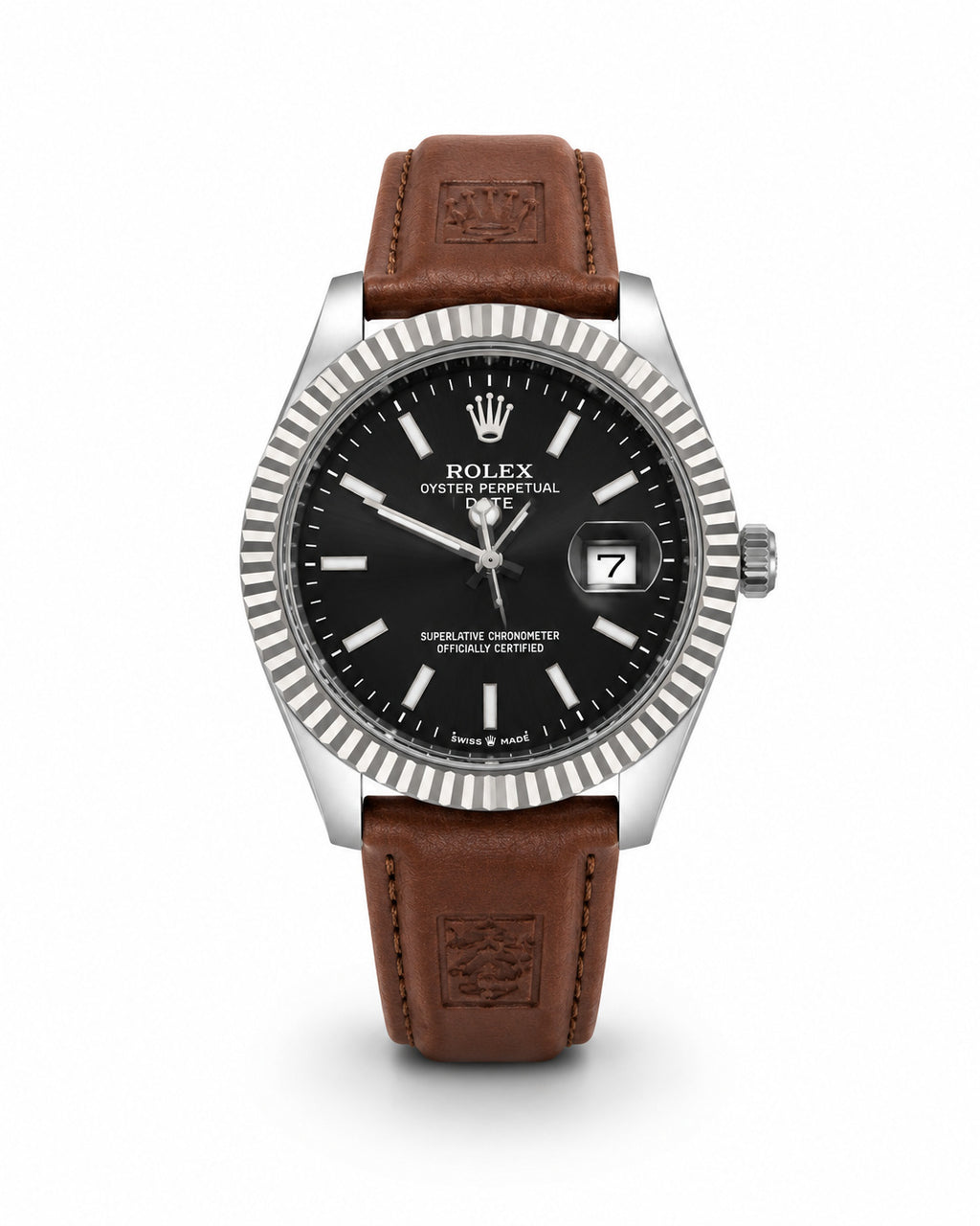 M-LTH038 - Rolex Leather Strap Watch  Refined Luxury for Men