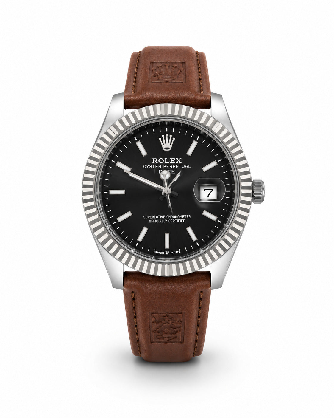 M-LTH038 - Rolex Leather Strap Watch  Refined Luxury for Men