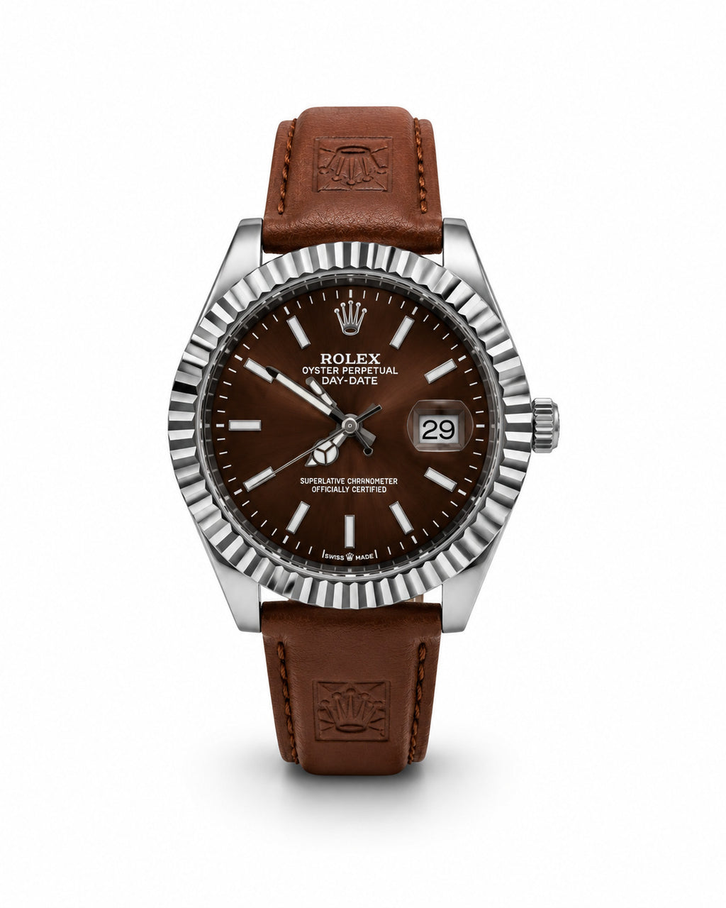 M-LTH038 - Rolex Leather Strap Watch  Refined Luxury for Men