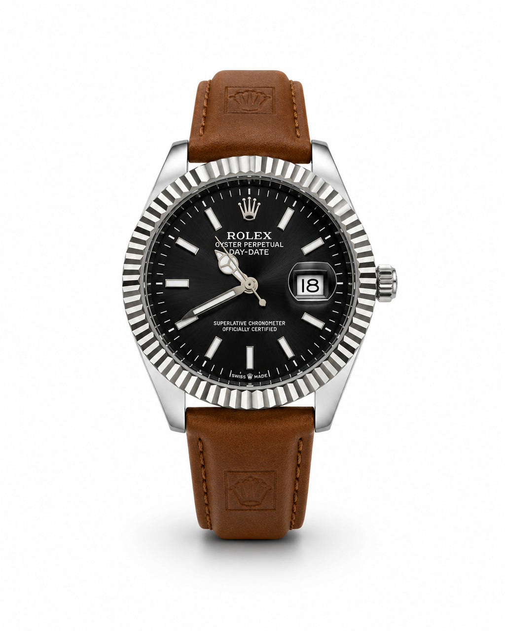 M-LTH038 - Rolex Leather Strap Watch  Refined Luxury for Men