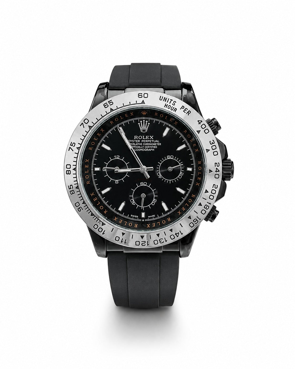 M-RBR019 - ROLEX Santos-Style Tiger Print Rubber Wristwatch For Men