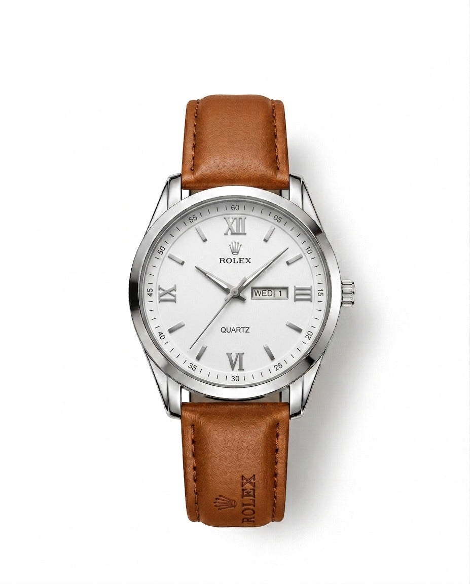 LTH032 - Rolex Leather Strap Watch ñ Refined Luxury for Men