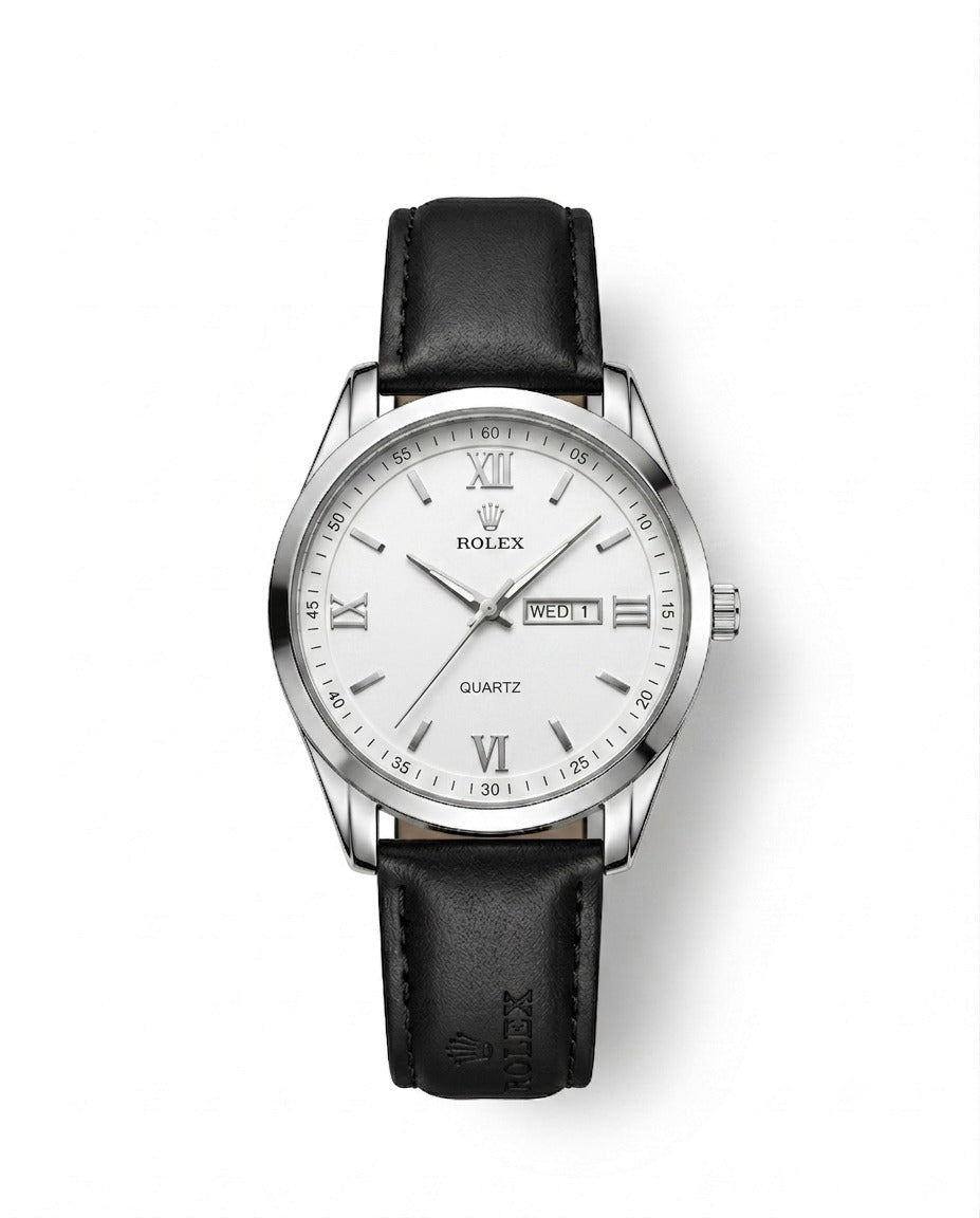 LTH032 - Rolex Leather Strap Watch ñ Refined Luxury for Men