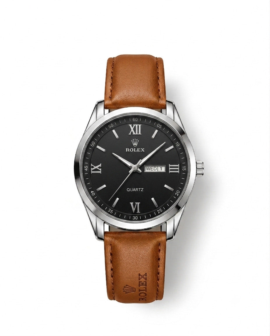 LTH032 - Rolex Leather Strap Watch ñ Refined Luxury for Men
