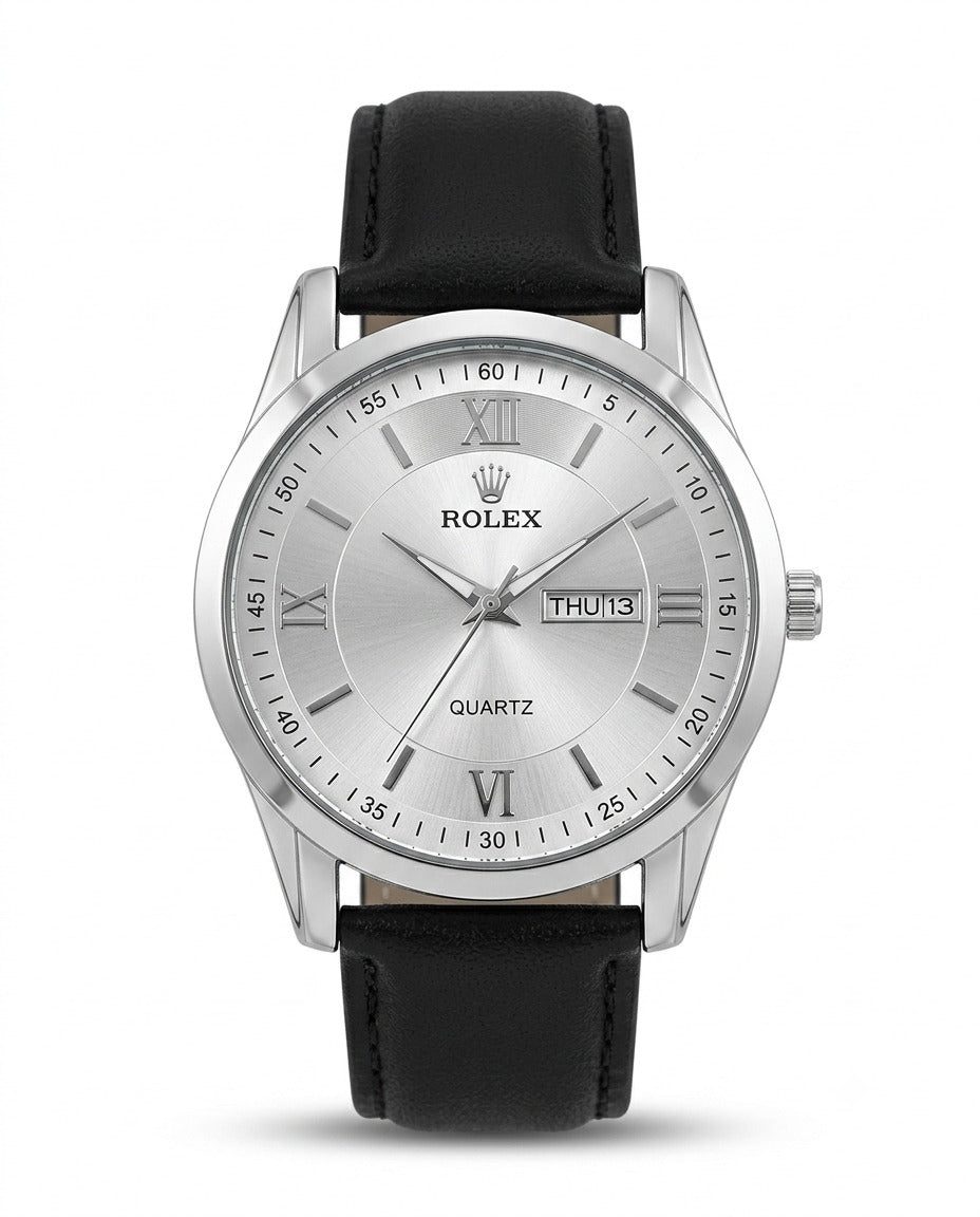 LTH032 - Rolex Leather Strap Watch ñ Refined Luxury for Men