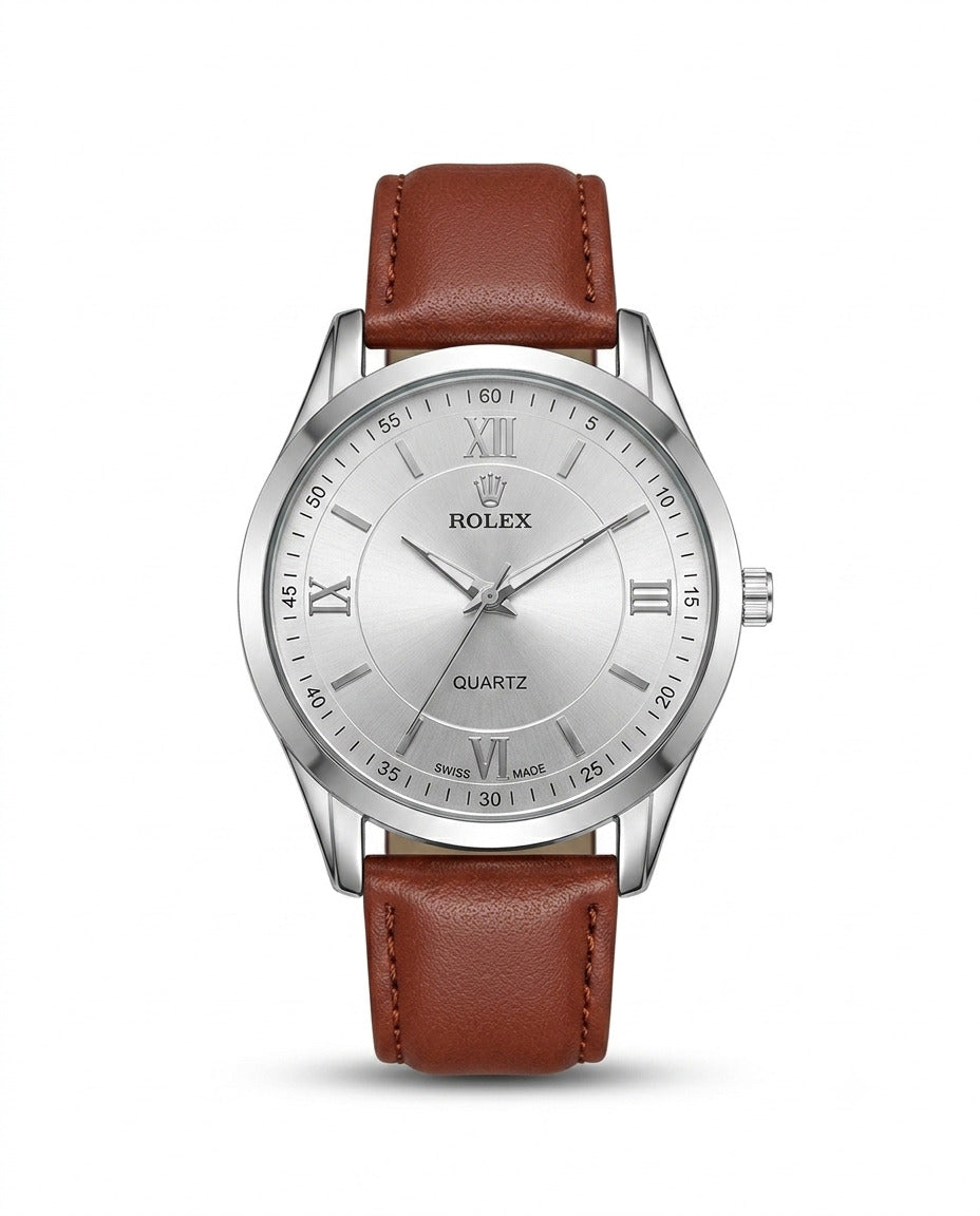 LTH032 - Rolex Leather Strap Watch ñ Refined Luxury for Men