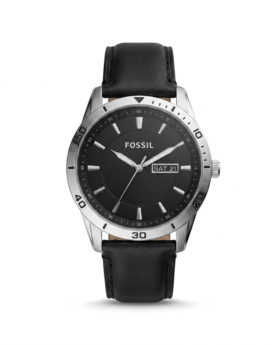 LTH035 - FOSSIL Leather Strap Watch ñ Refined Luxury for Men