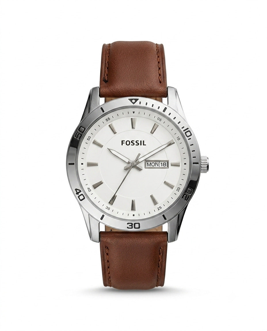 LTH035 - FOSSIL Leather Strap Watch ñ Refined Luxury for Men