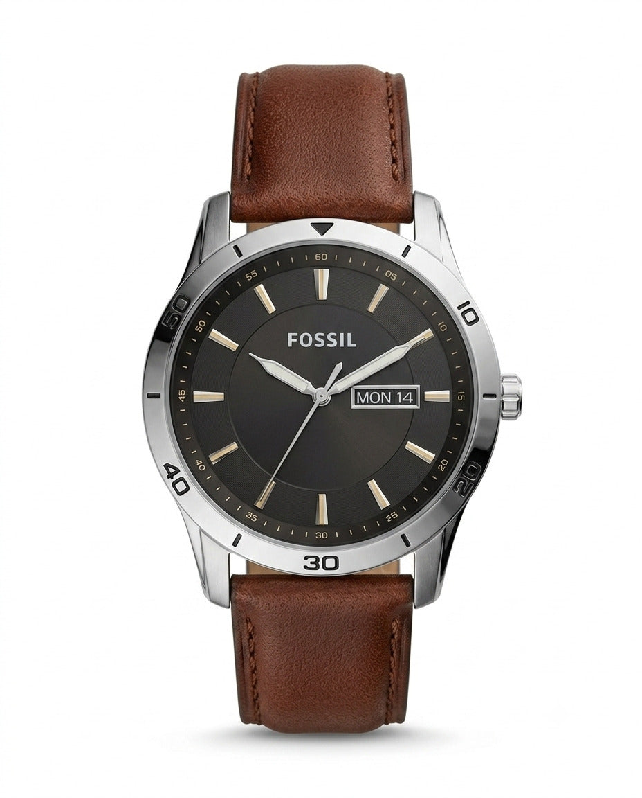 LTH035 - FOSSIL Leather Strap Watch ñ Refined Luxury for Men