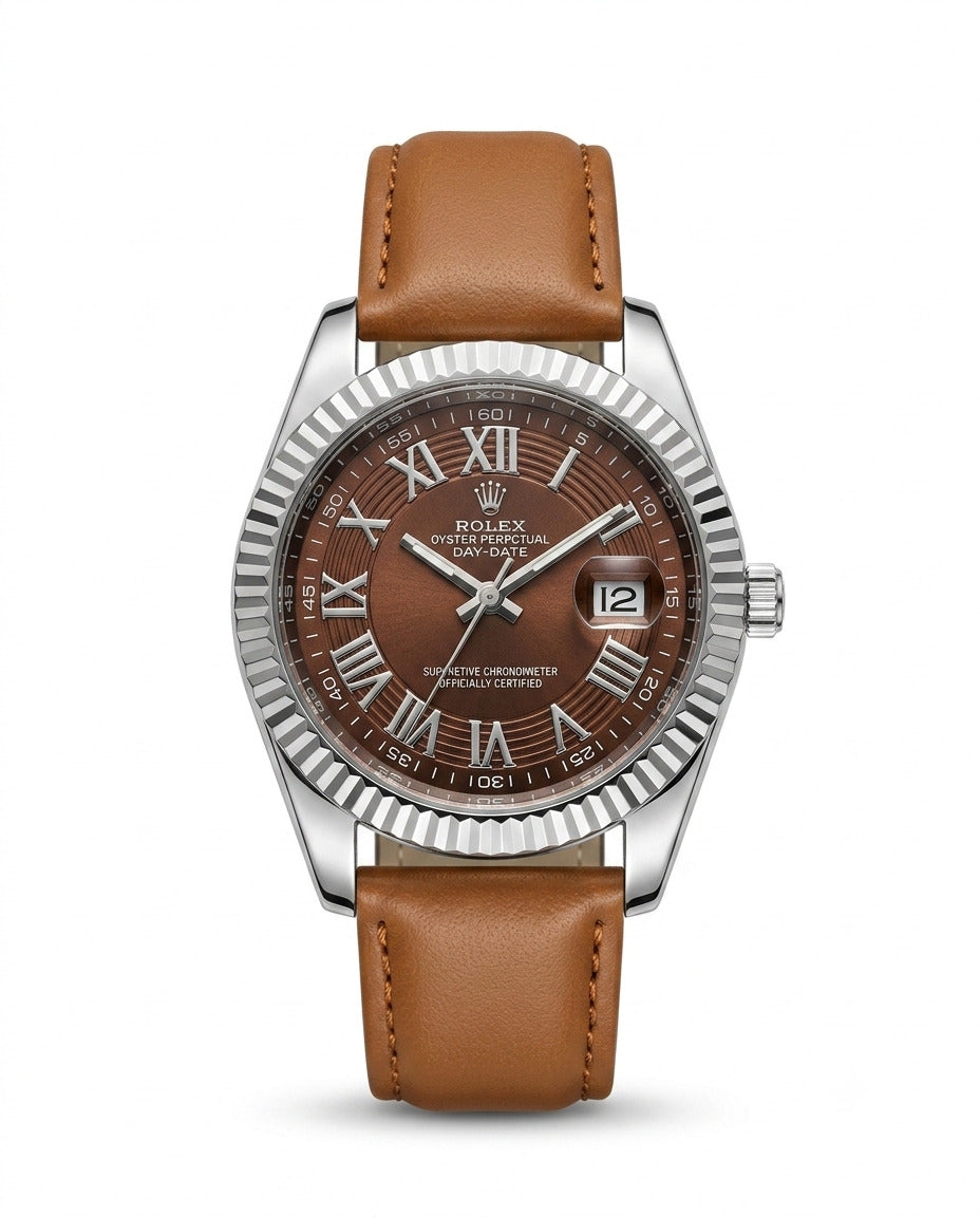 LTH036 - Rolex Leather Strap Watch ñ Refined Luxury for Men