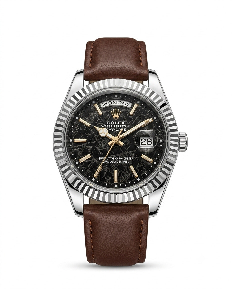 LTH036 - Rolex Leather Strap Watch ñ Refined Luxury for Men