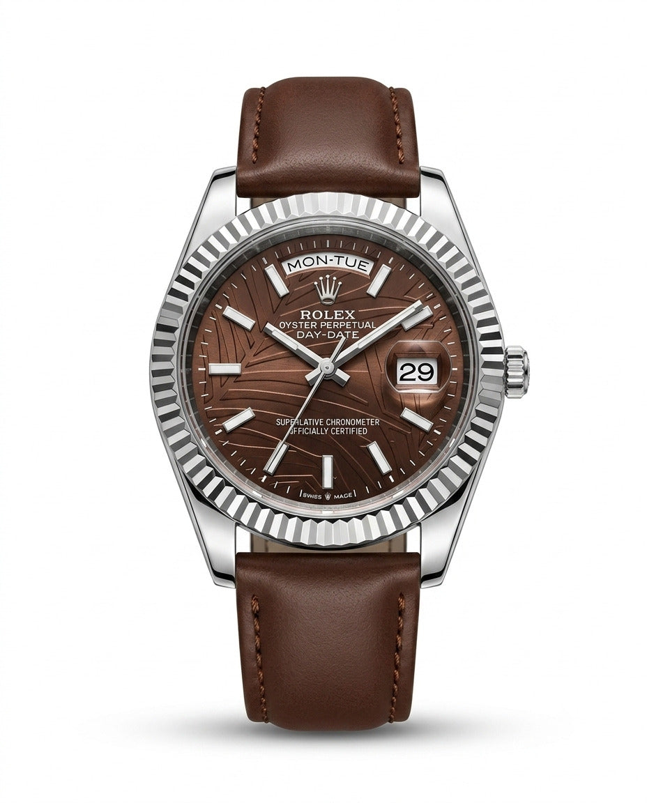 LTH036 - Rolex Leather Strap Watch ñ Refined Luxury for Men