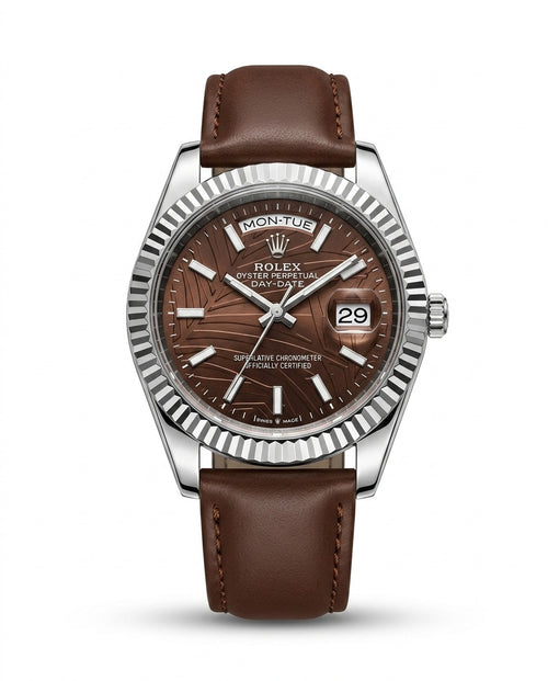 LTH036 - Rolex Leather Strap Watch ñ Refined Luxury for Men