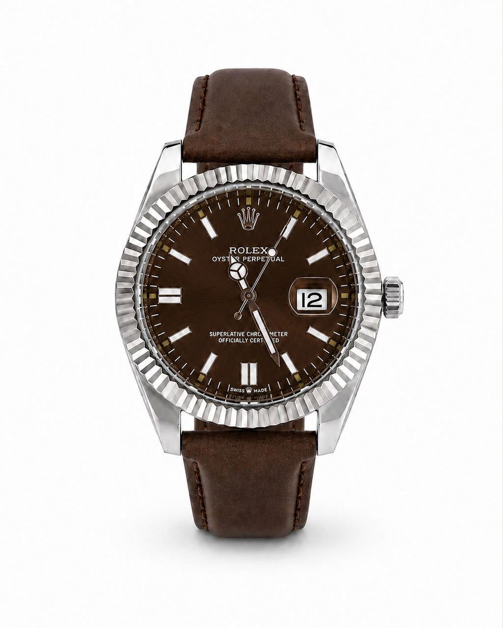 M-LTH040 - Rolex Leather Strap Watch  Refined Luxury for Men