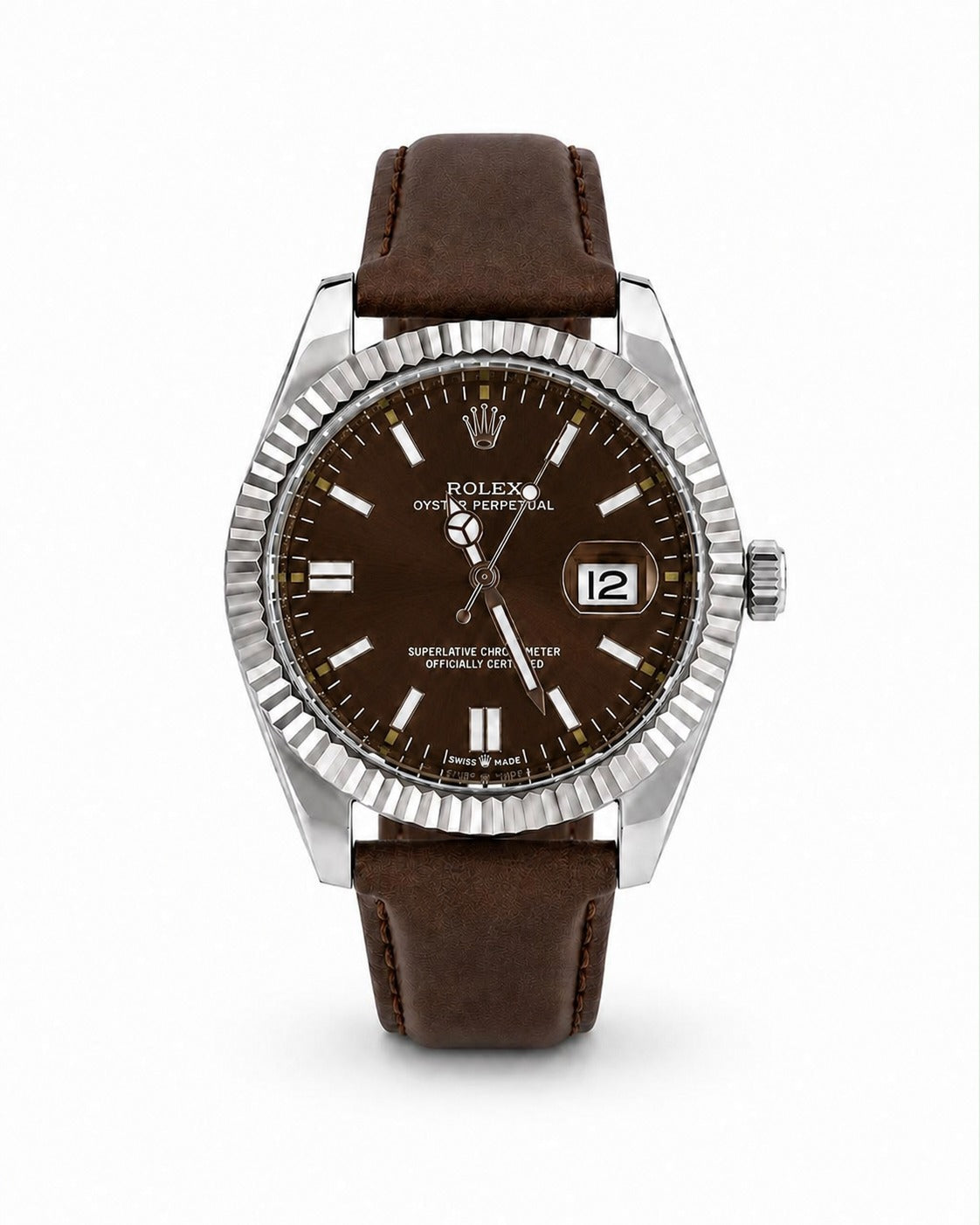 M-LTH040 - Rolex Leather Strap Watch  Refined Luxury for Men