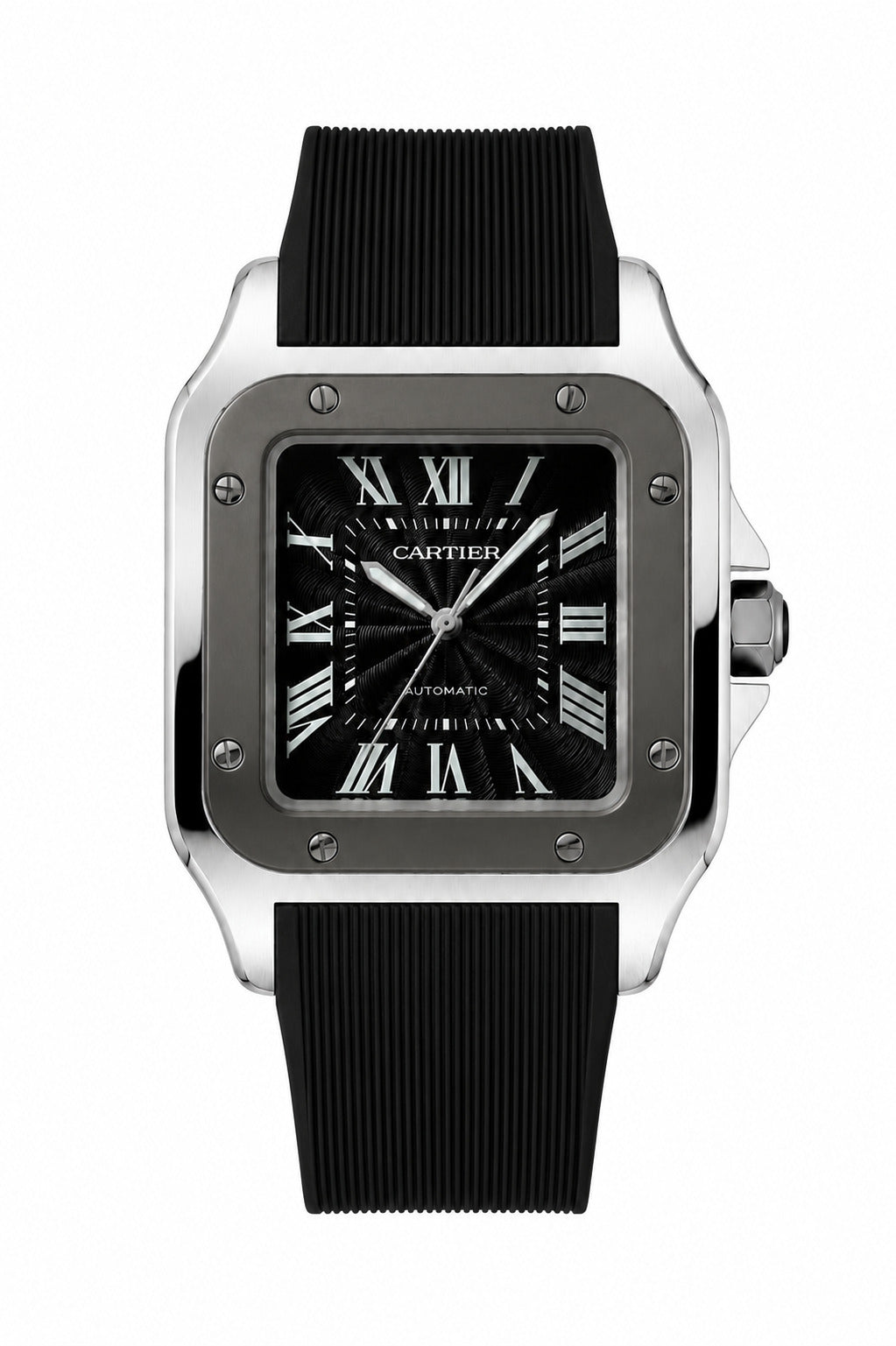 RBR014 - Cartier Santos-Style Tiger Print Rubber Wristwatch For Men