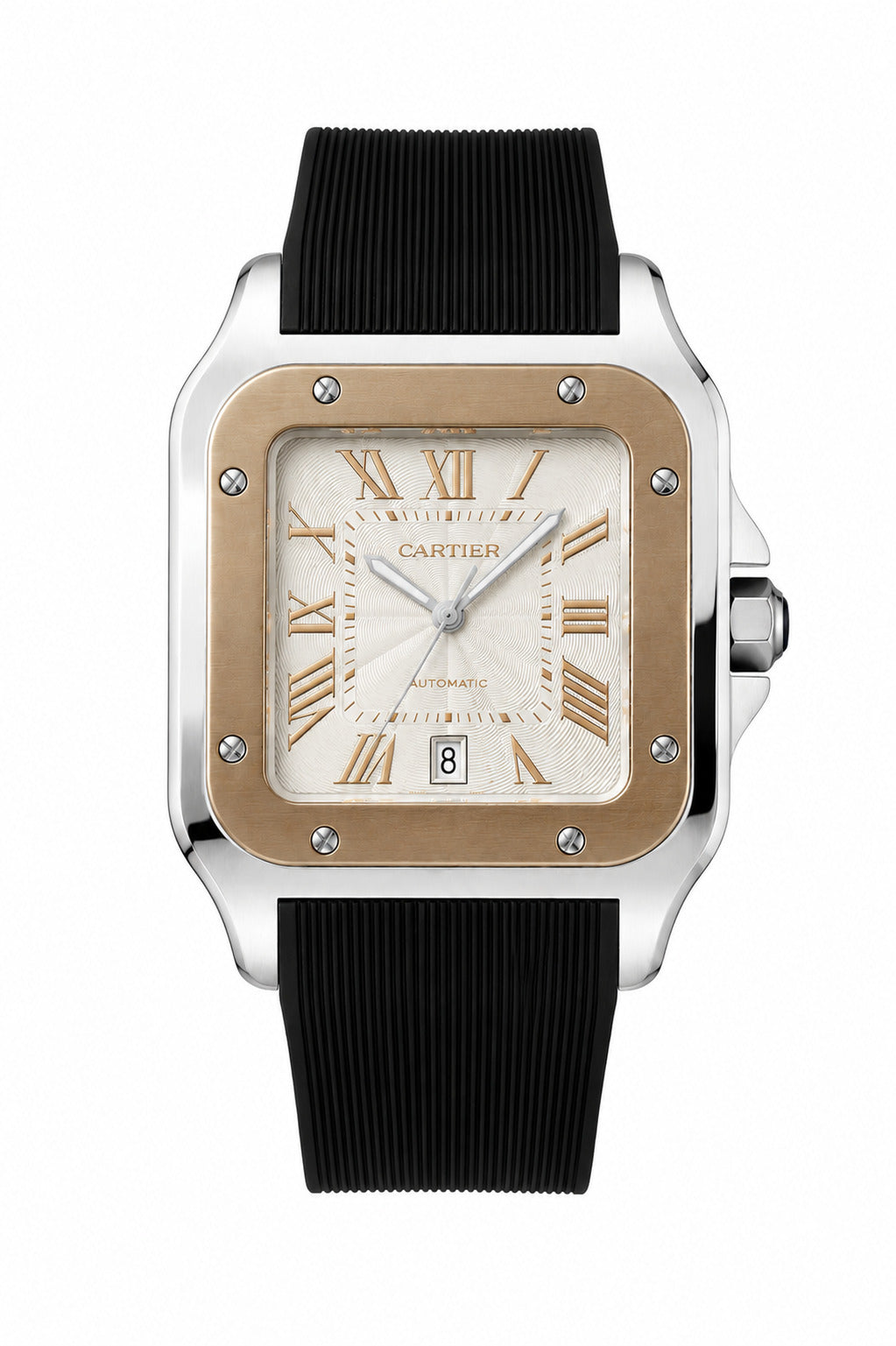 RBR014 - Cartier Santos-Style Tiger Print Rubber Wristwatch For Men