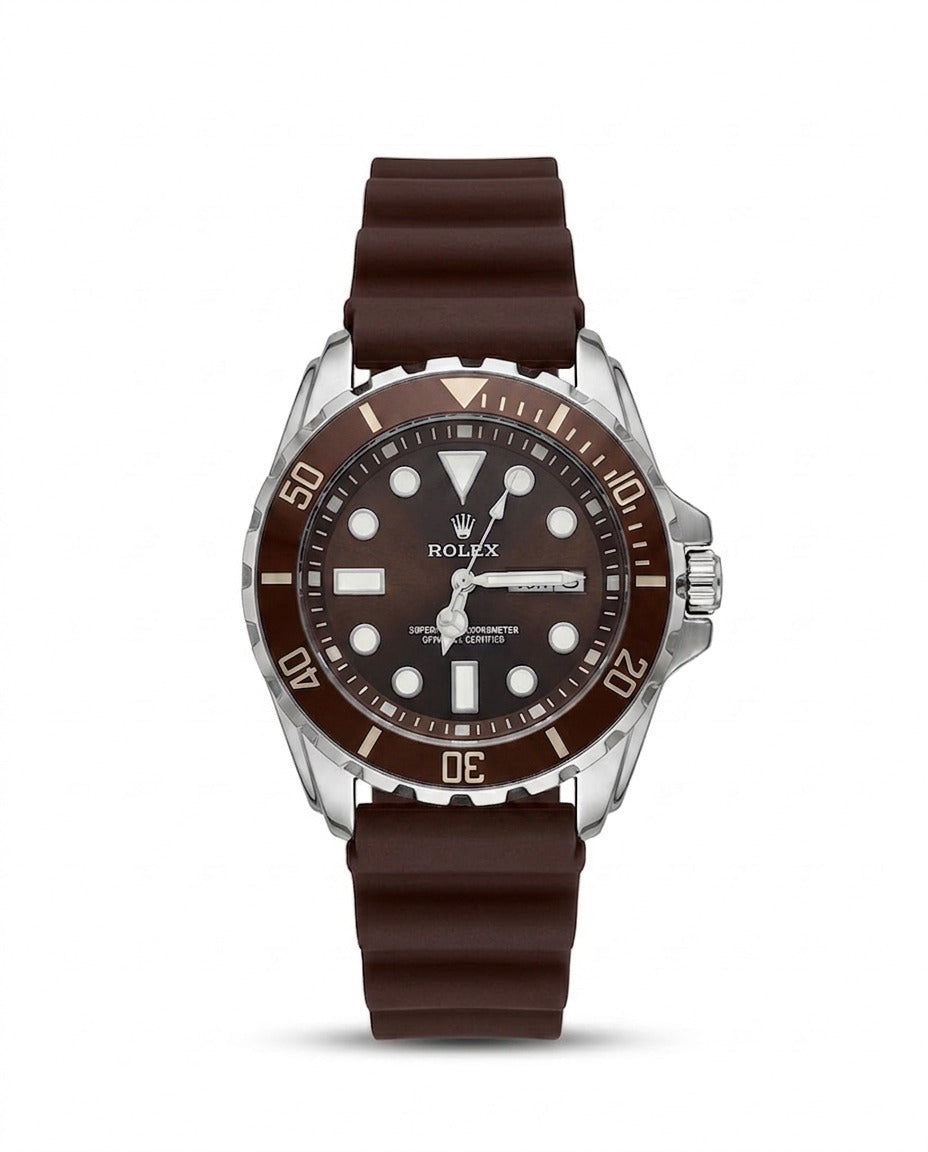 RBR016 - Rolex Luxury Tiger Print Sport Rubber Watch For Men