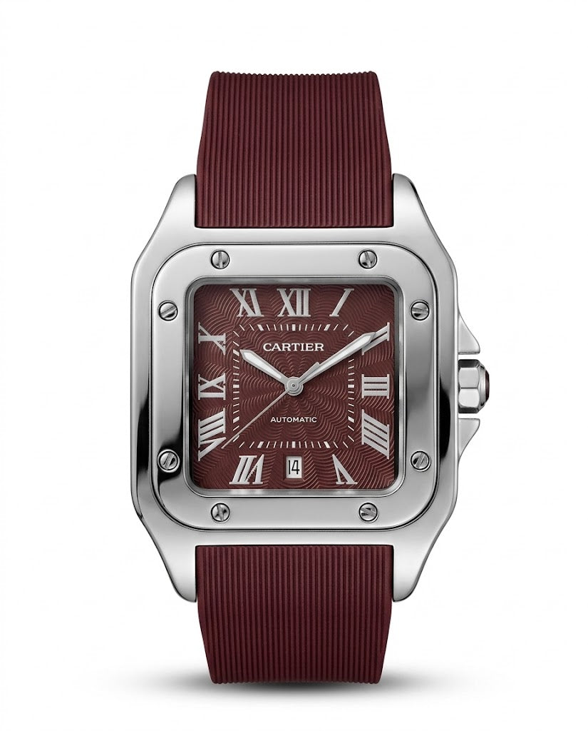 RBR014 - Cartier Santos-Style Tiger Print Rubber Wristwatch For Men
