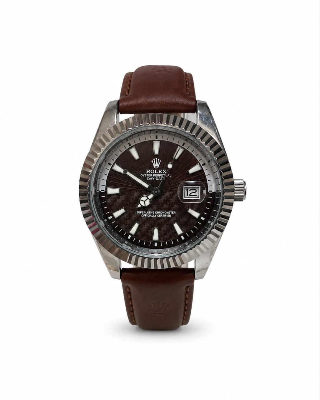 M-LTH037 - Rolex Leather Strap Watch  Refined Luxury for Men