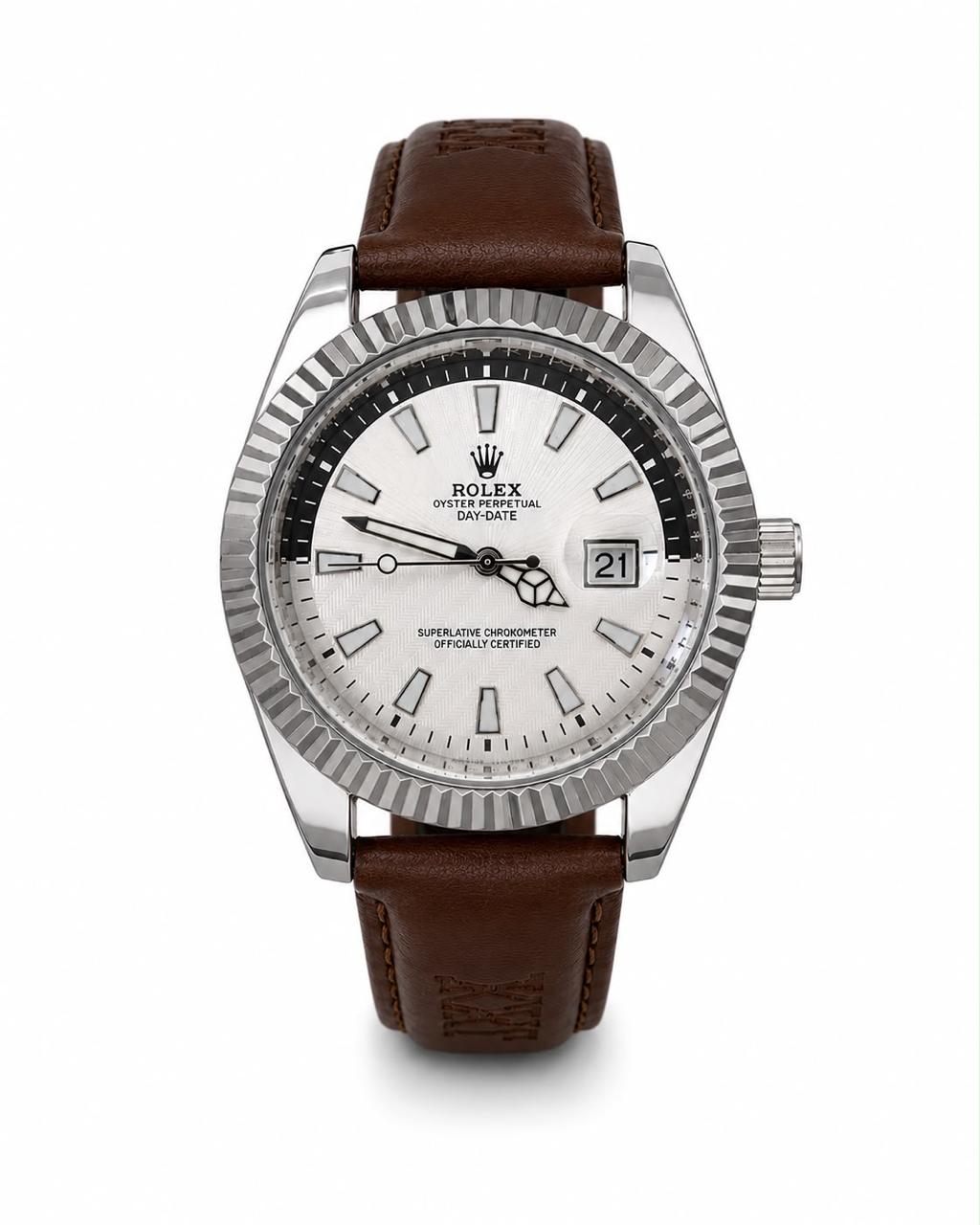 M-LTH037 - Rolex Leather Strap Watch  Refined Luxury for Men