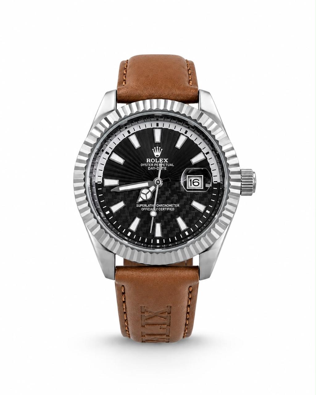 M-LTH037 - Rolex Leather Strap Watch  Refined Luxury for Men
