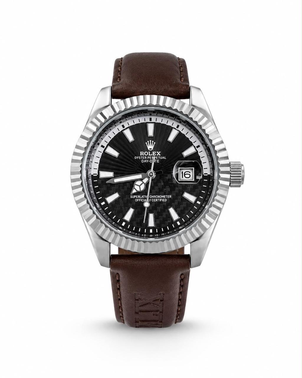 M-LTH037 - Rolex Leather Strap Watch  Refined Luxury for Men