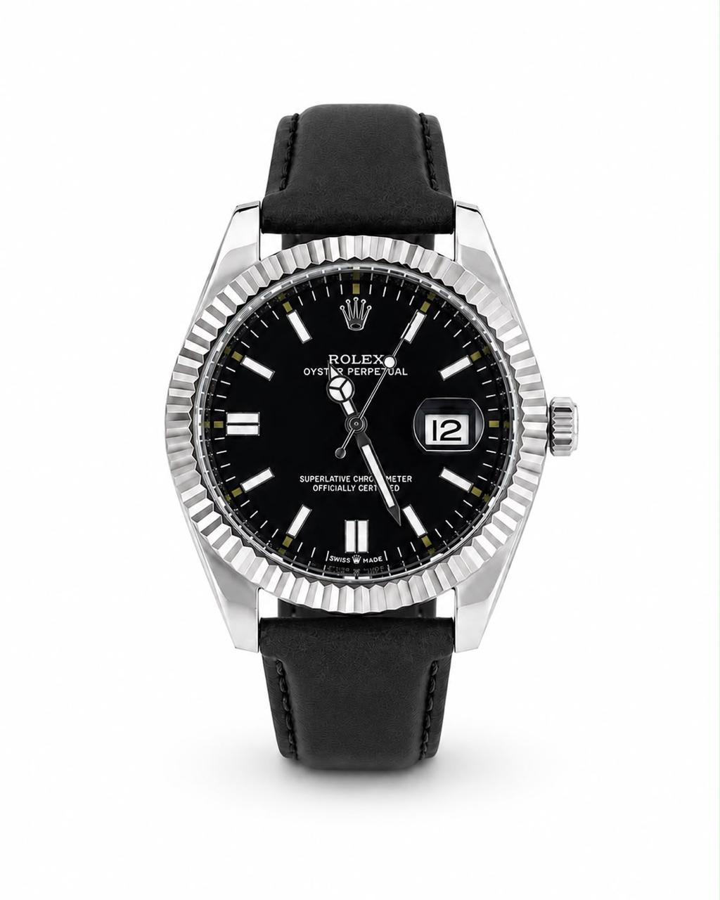 M-LTH040 - Rolex Leather Strap Watch  Refined Luxury for Men