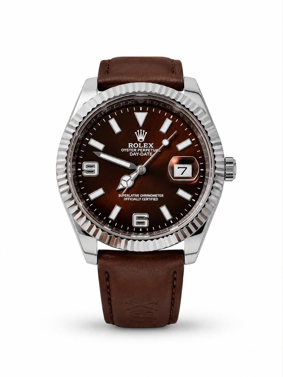 M-LTH041 - Rolex Leather Strap Watch  Refined Luxury for Men