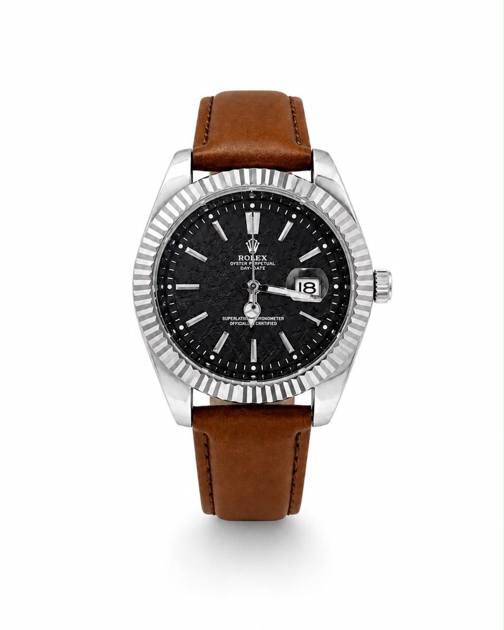 M-LTH042 - Rolex Leather Strap Watch  Refined Luxury for Men