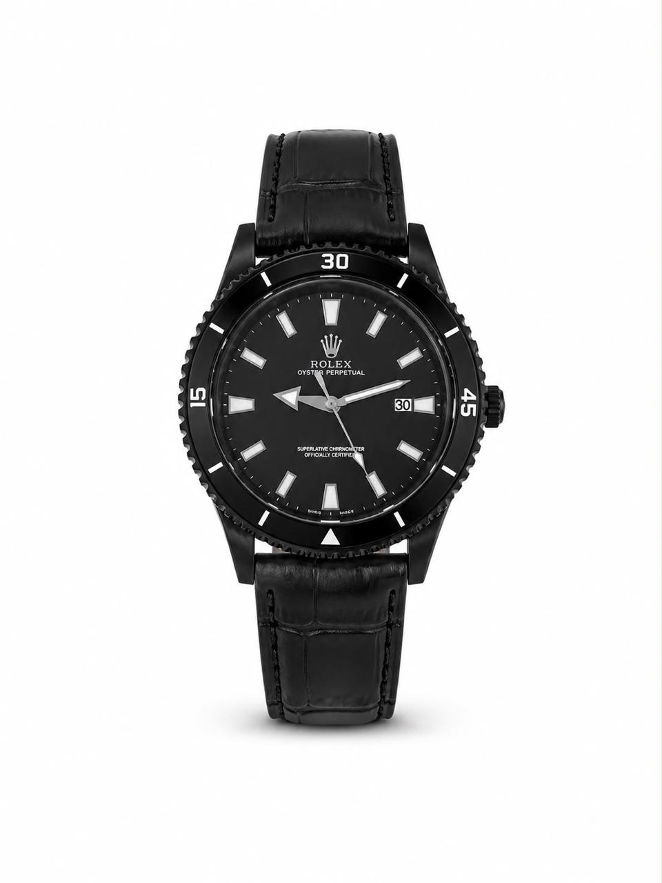 M-LTH050 - Rolex Leather Strap Watch  Refined Luxury for Men