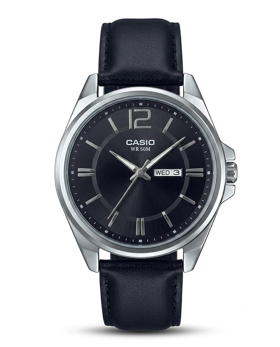 M-LTH053 - CASIO Leather Strap Watch ñ Refined Luxury for Men