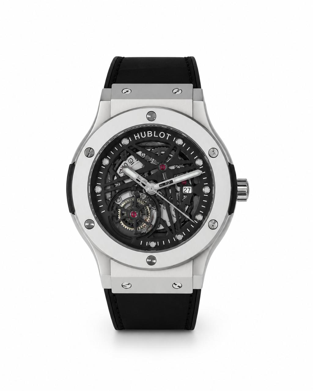 M-RBR017 - Audemars Piguet Santos-Style Tiger Print Rubber Wristwatch For Men